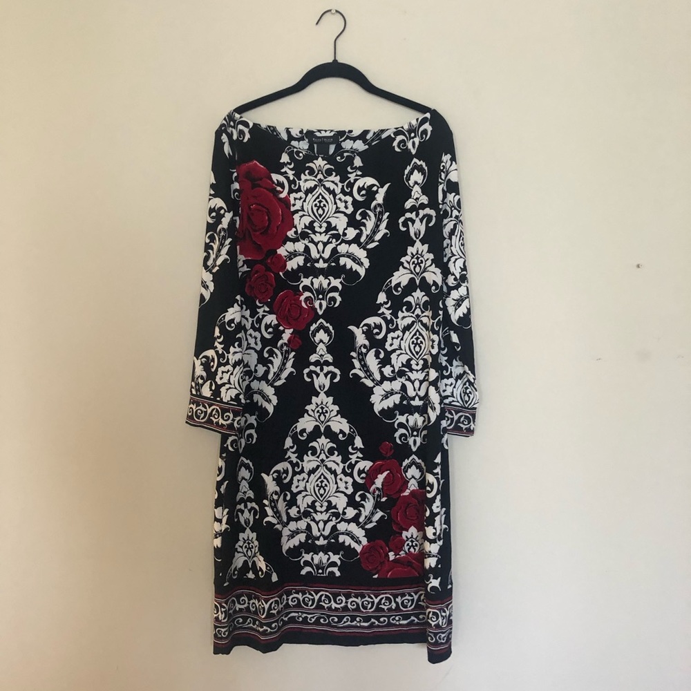 WHBM Black and White Dress with Red Accents Size M